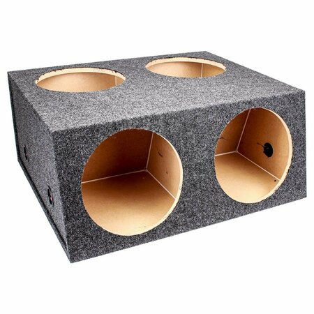 Q POWER 12 in. Four Hole Unloaded Subwoofer Speaker Box Enclosure, Charcoal BASS12 4HOLE T